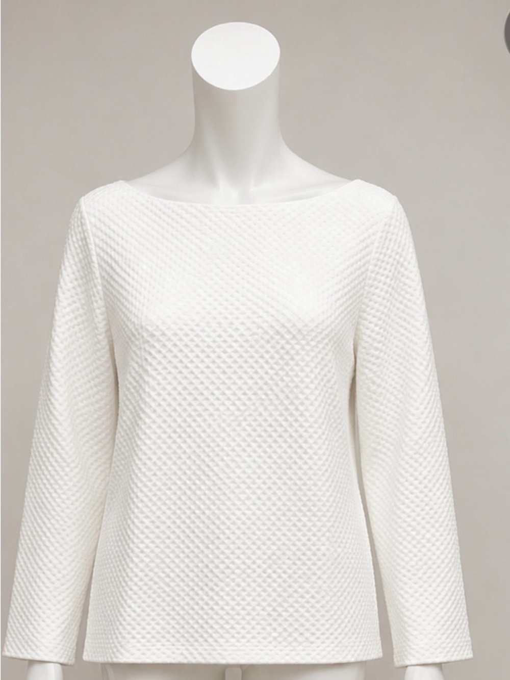 COS White Textured Boatneck Tunic Top